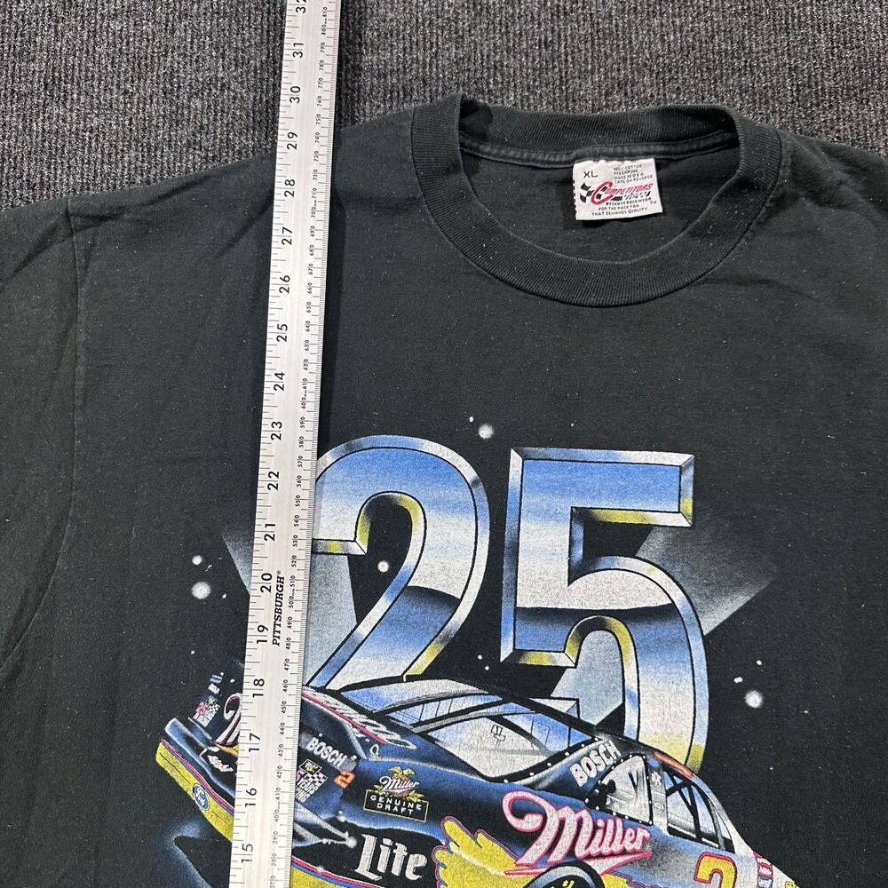 Vintage 90s Competitors View Miller Light 25 Years Racing Mens Black XL T-Shirt - Picture 7 of 7